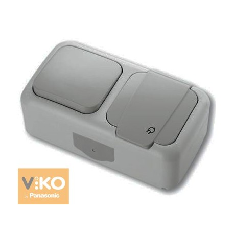 Комбинация розетки с заземлением и выключателя одноклавишный.ViKO Palmiye 90555581 - цена и фото в Минске