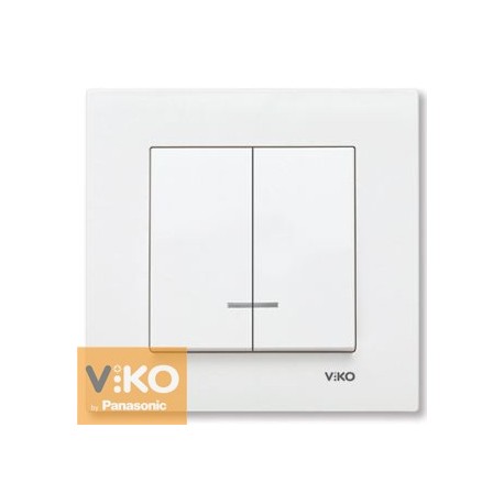 Выключатель двухклавишный.с подсветкой белый ViKO Karre 90960050 - цена и фото в Минске