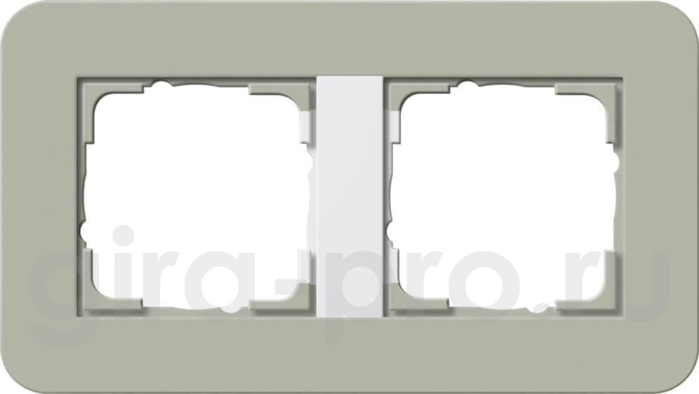 Рамка двойная Gira E3 серо-зеленый/белый глянцевый 0212415 - цена и фото в Минске