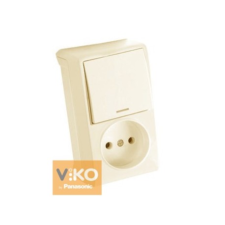 Комбинация розетки и выключателя одноклавишный. с подсветкой крем (вертикальная) одноклавишный. ViKO Vera 90681090 - цена и фото в Минске
