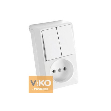 Комбинация розетки и выключателя двухклавишный. белая (вертикальная) ViKO Vera 90681089 - цена и фото в Минске