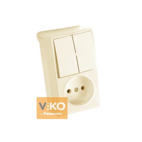 Комбинация розетки и выключателя двухклавишный. крем (вертикальная) ViKO Vera 90681289 - цена и фото в Минске