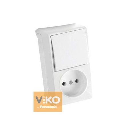 Комбинация розетки и выключателя одноклавишный. белая (вертикальная) ViKO Vera 90681086 - цена и фото в Минске