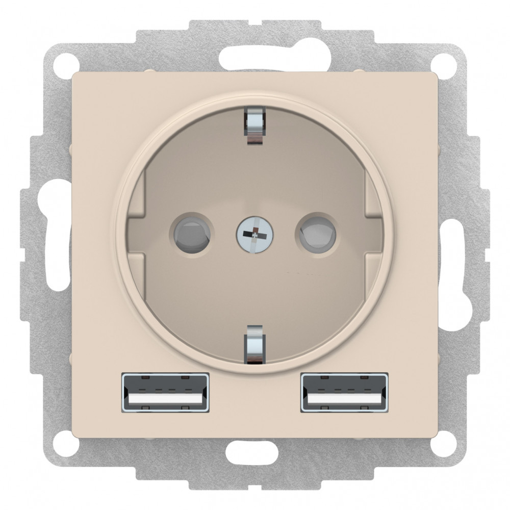 ATLASDESIGN РОЗЕТКА 16А c 2 USB A+A, 5В/2,4А, 2х5В/1,2А, механизм, БЕЖЕВЫЙ - цена и фото в Минске