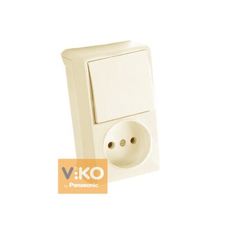 Комбинация розетки и выключателя одноклавишный. крем (вертикальная) ViKO Vera 90681286 - цена и фото в Минске