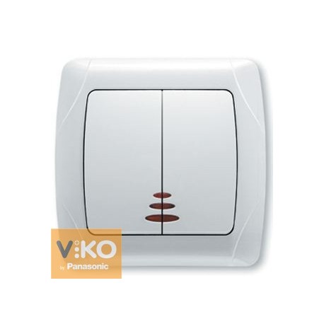 Выключатель двухклавишный.с подсветкой белый ViKO Carmen 90561050 - цена и фото в Минске