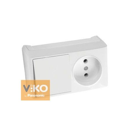 Комбинация розетки и выключателя одноклавишный. белая (горизогтальная) ViKO Vera 90681086 - цена и фото в Минске