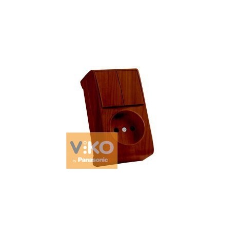 Комбинация розетки и выключателя двухклавишный. махагон (вертикальная) ViKO Vera 90682289 - цена и фото в Минске