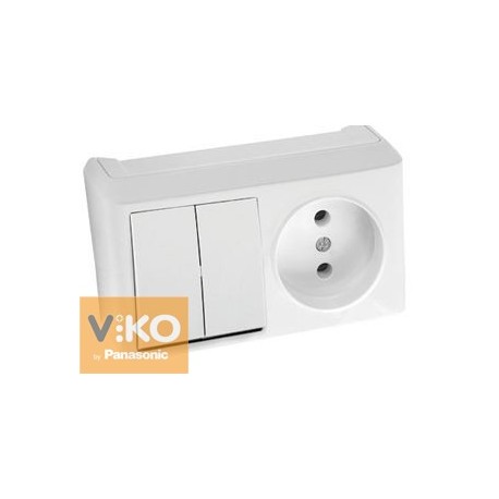 Комбинация розетки и выключателя двухклавишный. белая (горизогтальная) ViKO Vera 90681089 - цена и фото в Минске